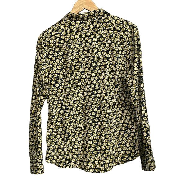 Crown & Ivy Top Fish Print Cotton Button Up‎ Shirt Womens L - Picture 2 of 7